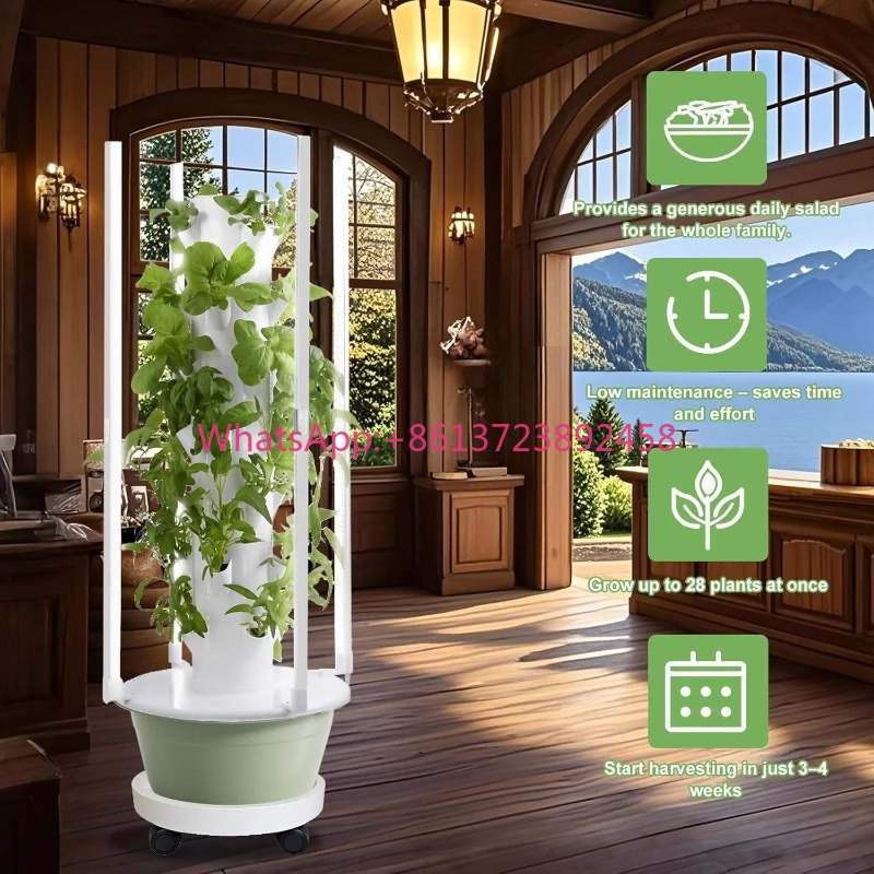 نظام زراعة مائية مع 4 مصابيح L - مراجعة Hydroponic Tower Planter وسعره